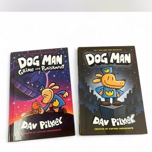 Dog Man and Dog Man Grime & Punishment hardback books. Excellent condition.